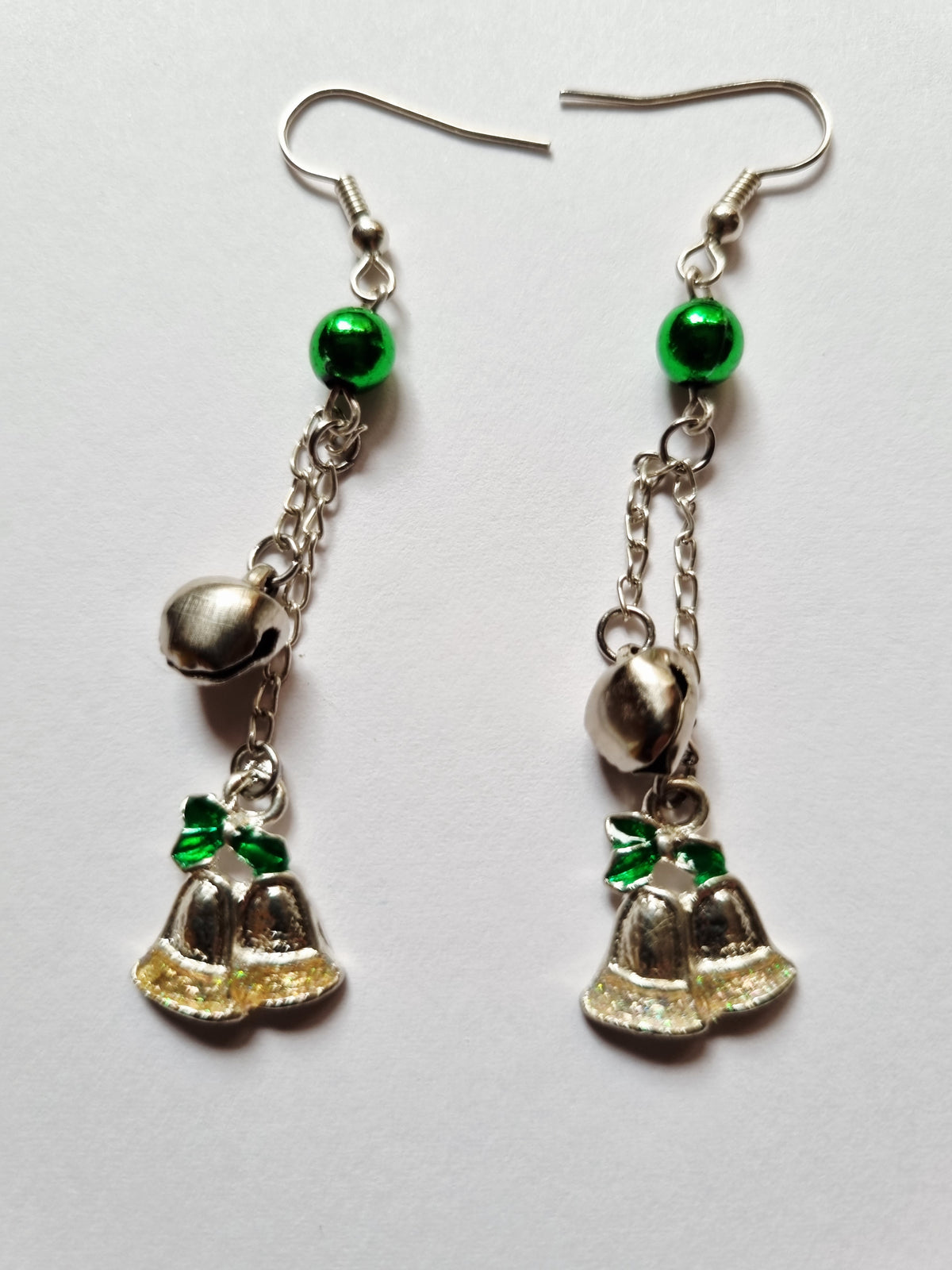Long drop christmas bell earrings