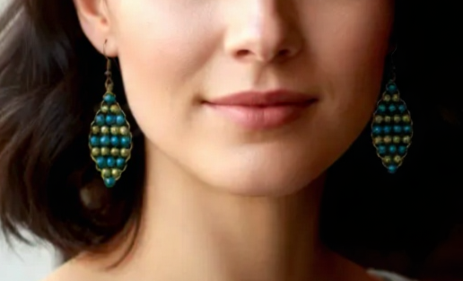 Beaded woven dangle earrings