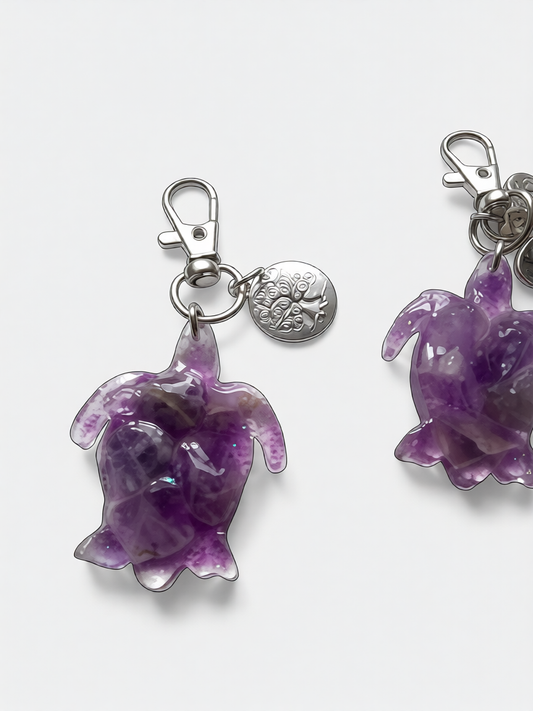Amethyst Turtle Crystal Key ring charms