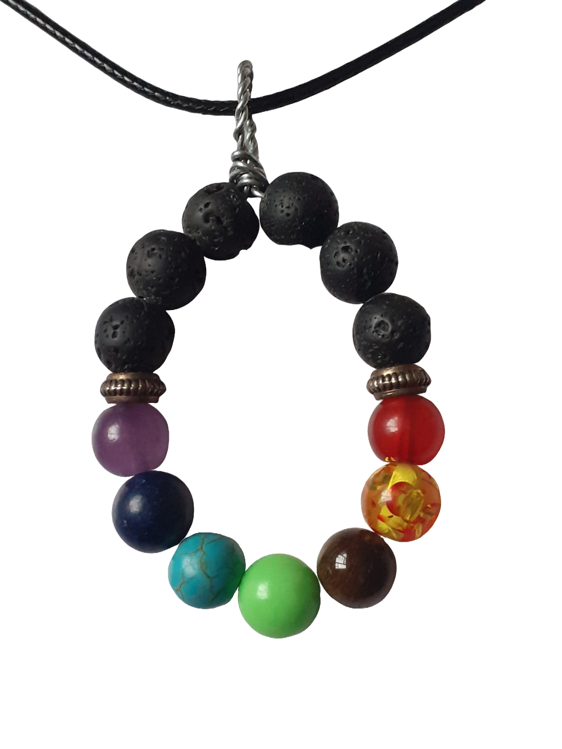 7 chakra crystals beaded pendant necklace