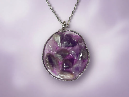 Amethyst Crystal Pendant Necklace