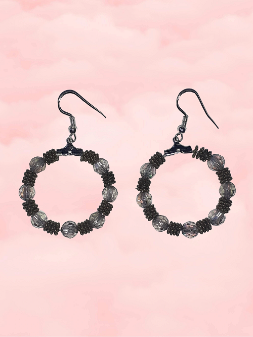 Beaded Hoop Dangle Earrings
