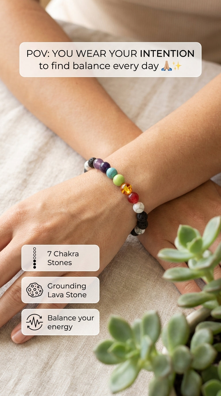 7 Chakra Lava Bead Bracelet – Ground & Balance Your Energy