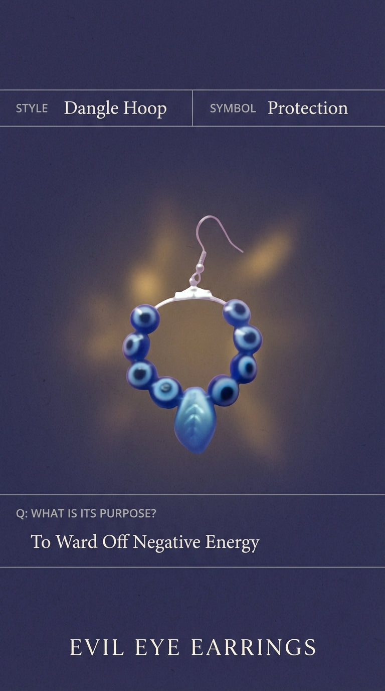 Blue Evil eye protection dangle earrings