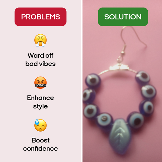 Blue Evil eye protection dangle earrings