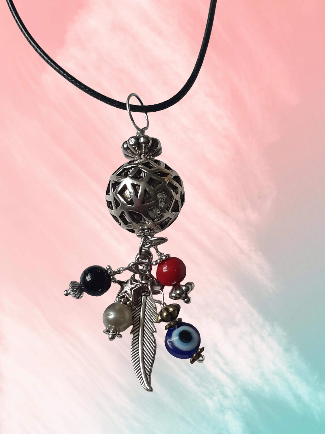 Crystals Evil Eye Beads Drop Pendant Necklace