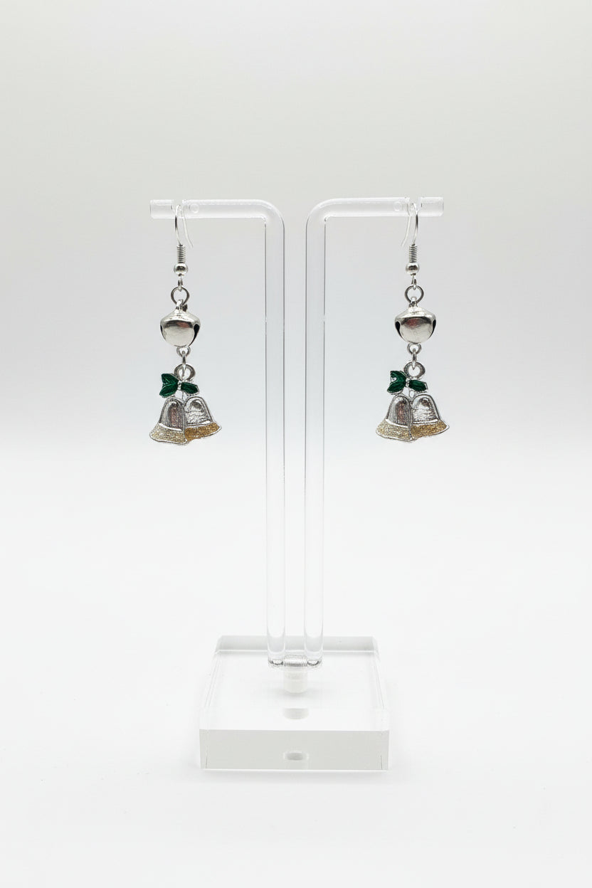 Christmas Festive Drop earrings, Snowflakes and Jingle Bells