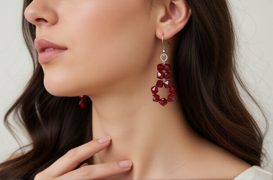 Red Sparkle Crystal Dangle Earrings