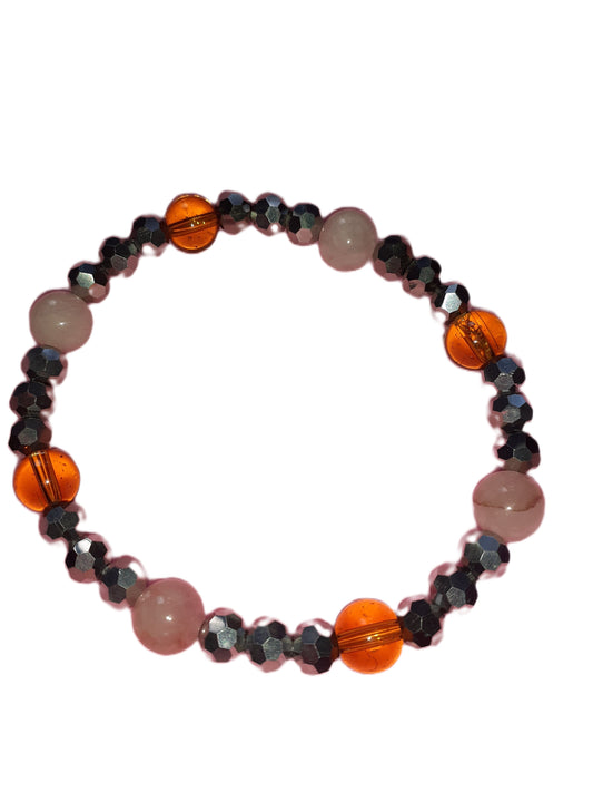 Rose Quartz and Amber Crystal Bracelets