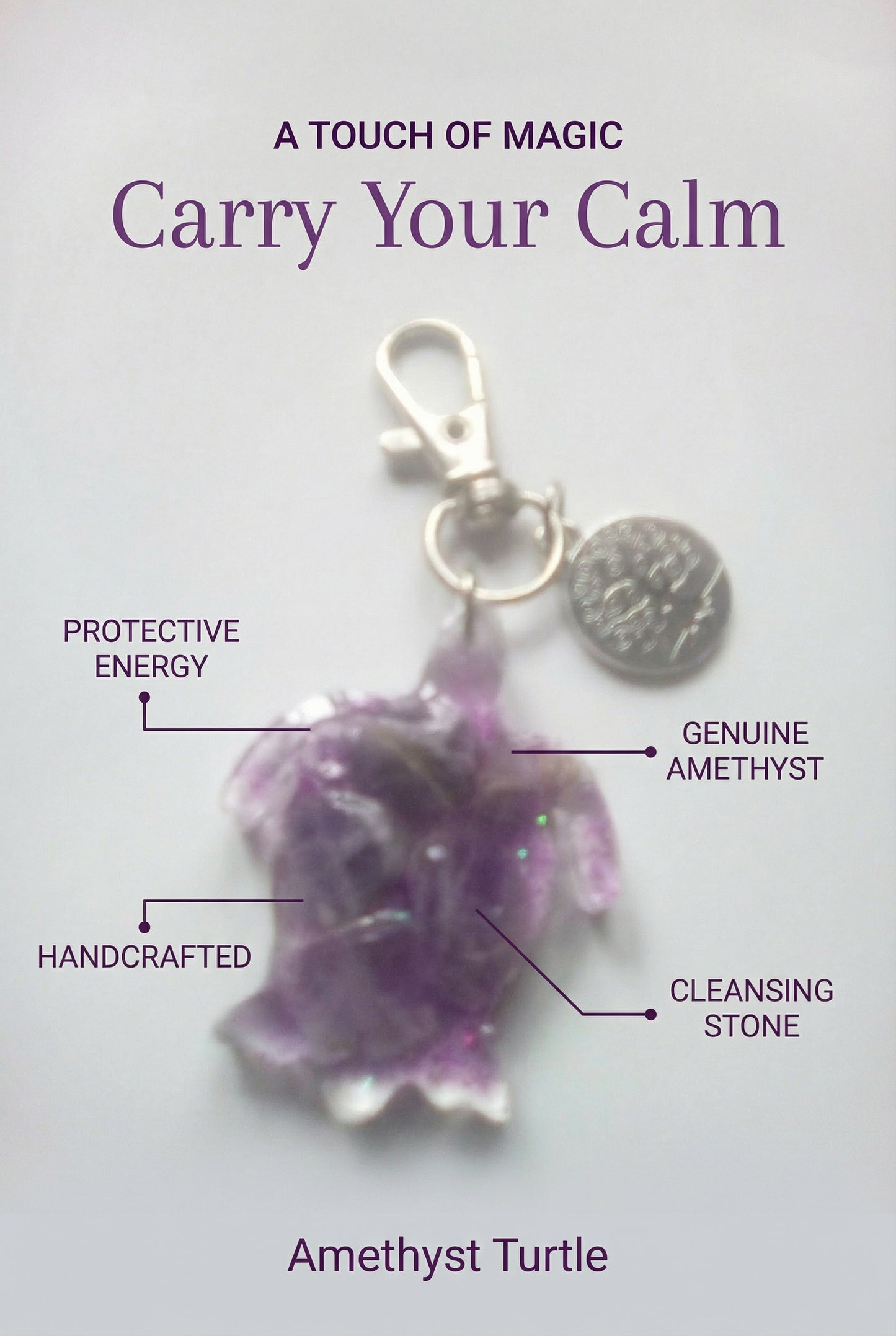 Amethyst Turtle Crystal Key ring charms