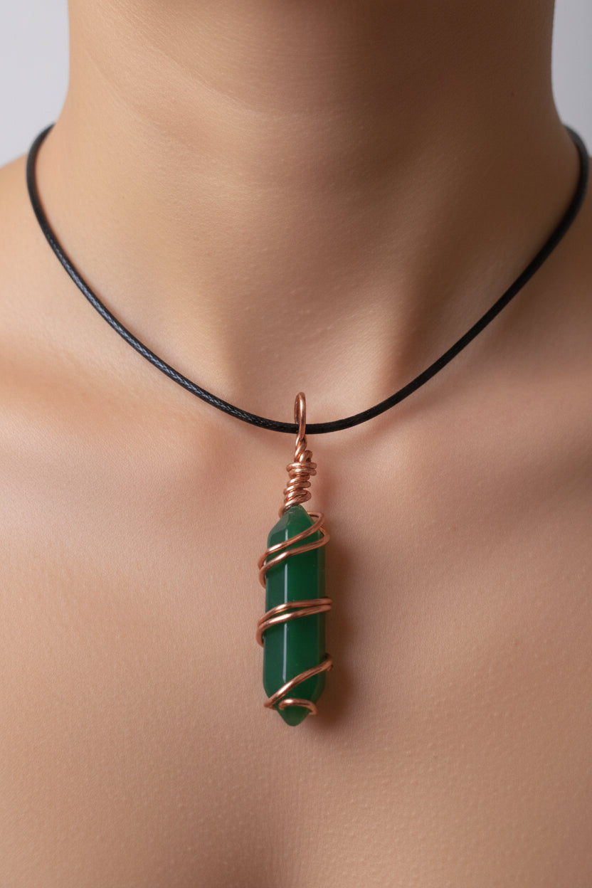Green Aventurine Crystal Pendant Necklace