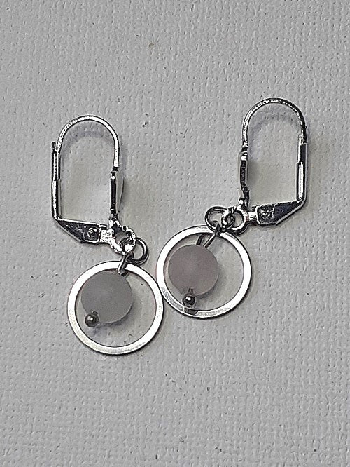 Rose Quart small hoop dangle earrings