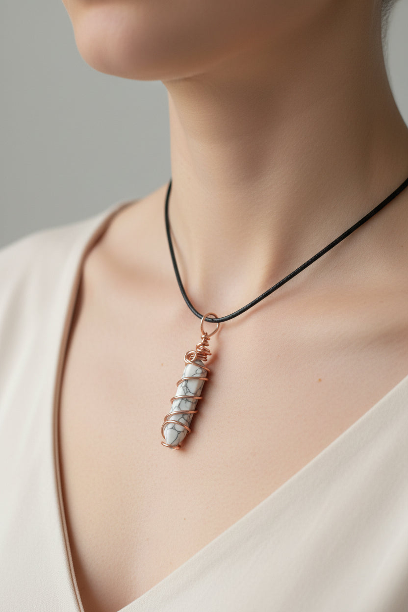 Howlite Point Crystal Pendant Necklace