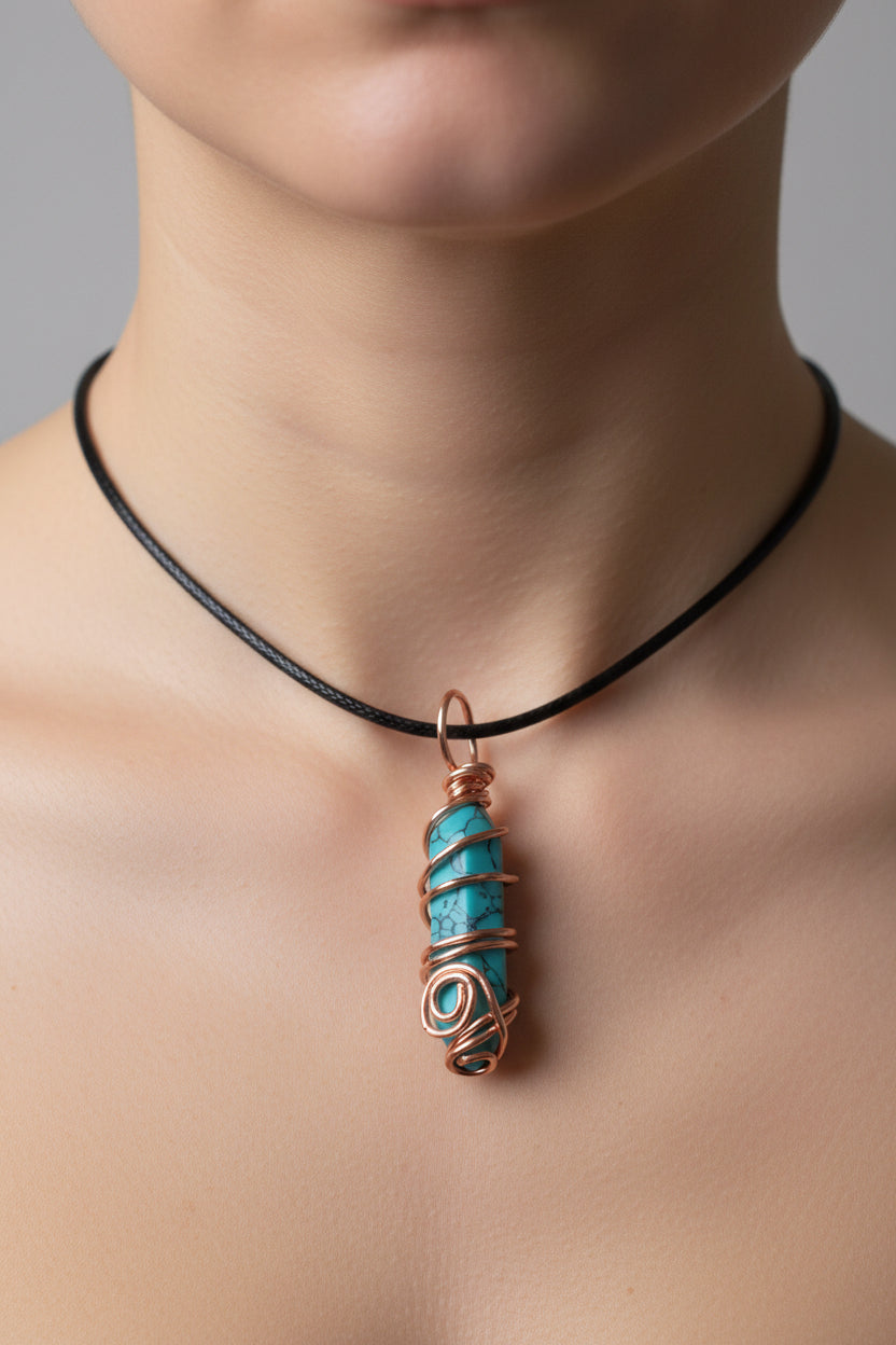 Howlite Point Crystal Pendant Necklace