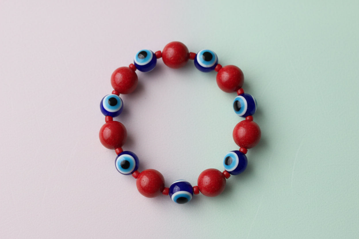 Red Jasper style, Evil Eye Protection beaded bracelet