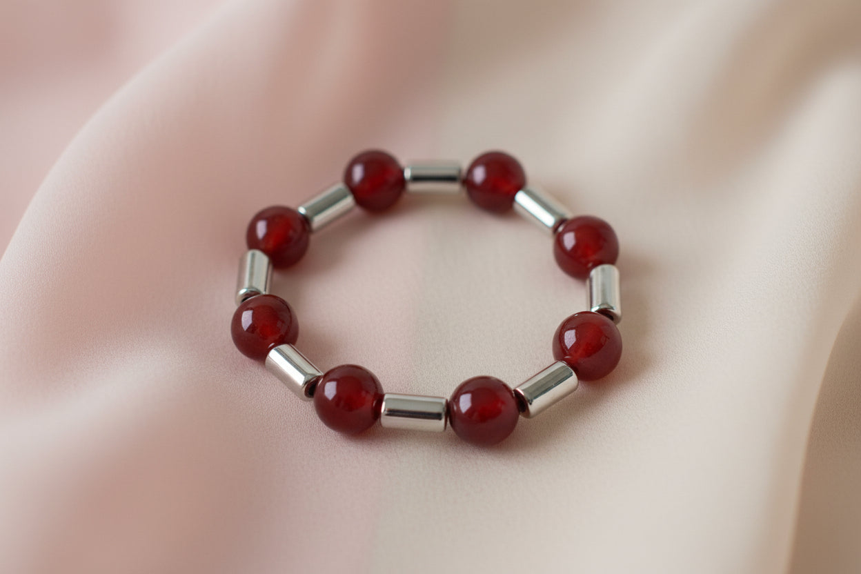 Red Jasper style large beaded bracelet