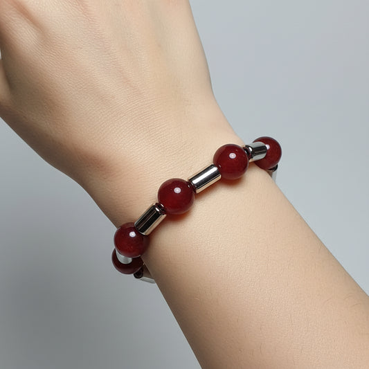 Red Jasper style large beaded bracelet