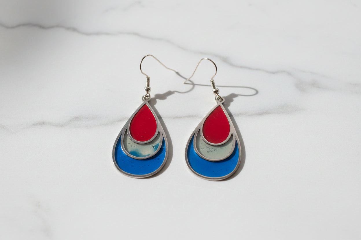 Oval shaped colourful drop earrings