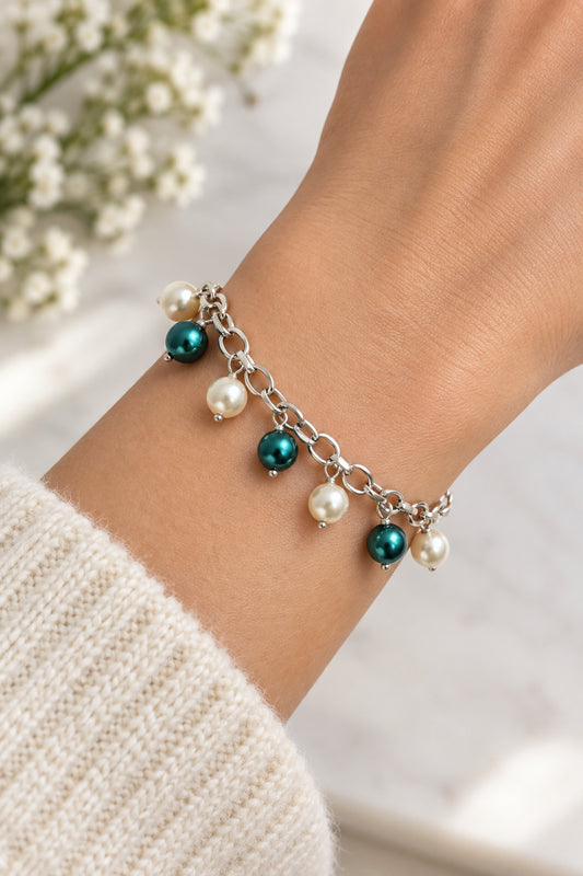 Two-tone pearl beaded bracelet