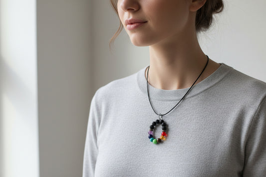 7 chakra crystals beaded pendant necklace