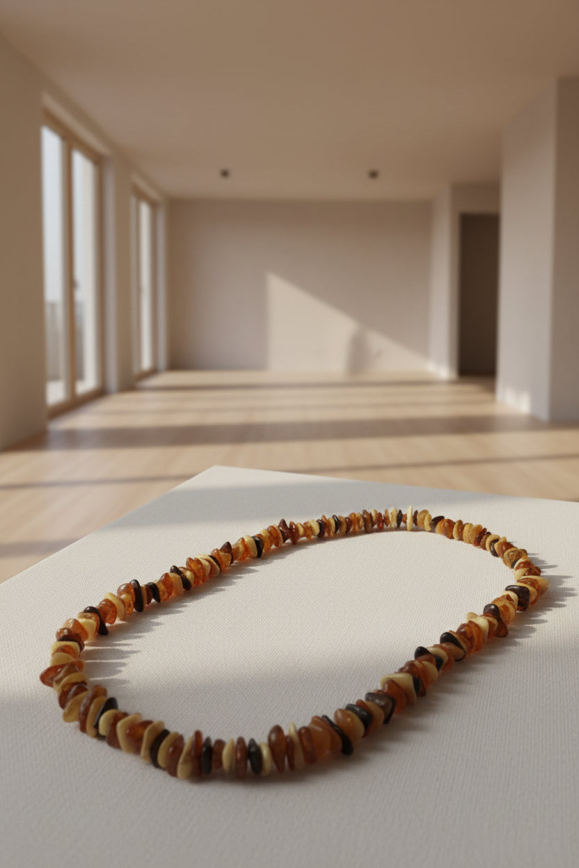 Mixed colour Amber beaded necklace