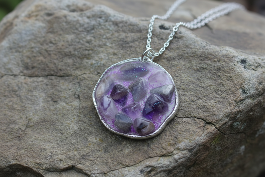 Amethyst Crystal Pendant Necklace