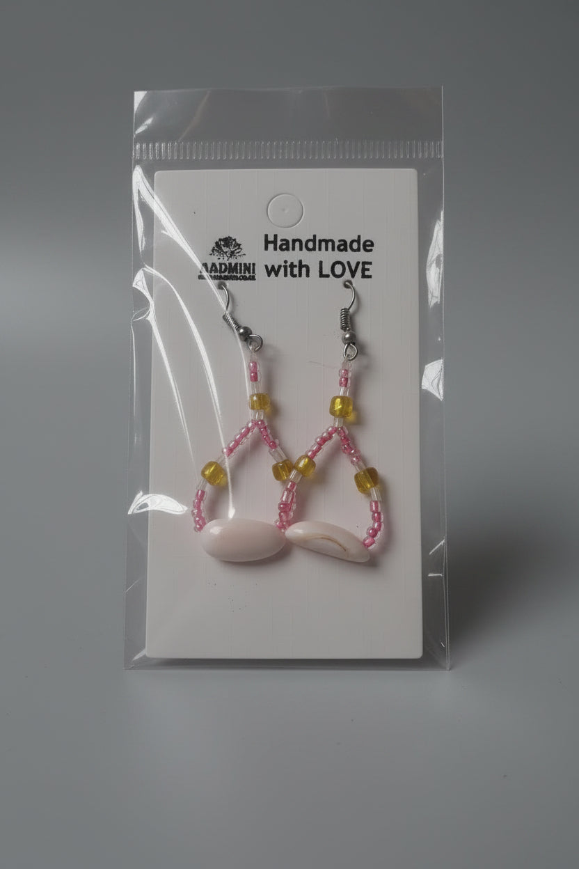 Pink mixed beaded necklace and earrings set