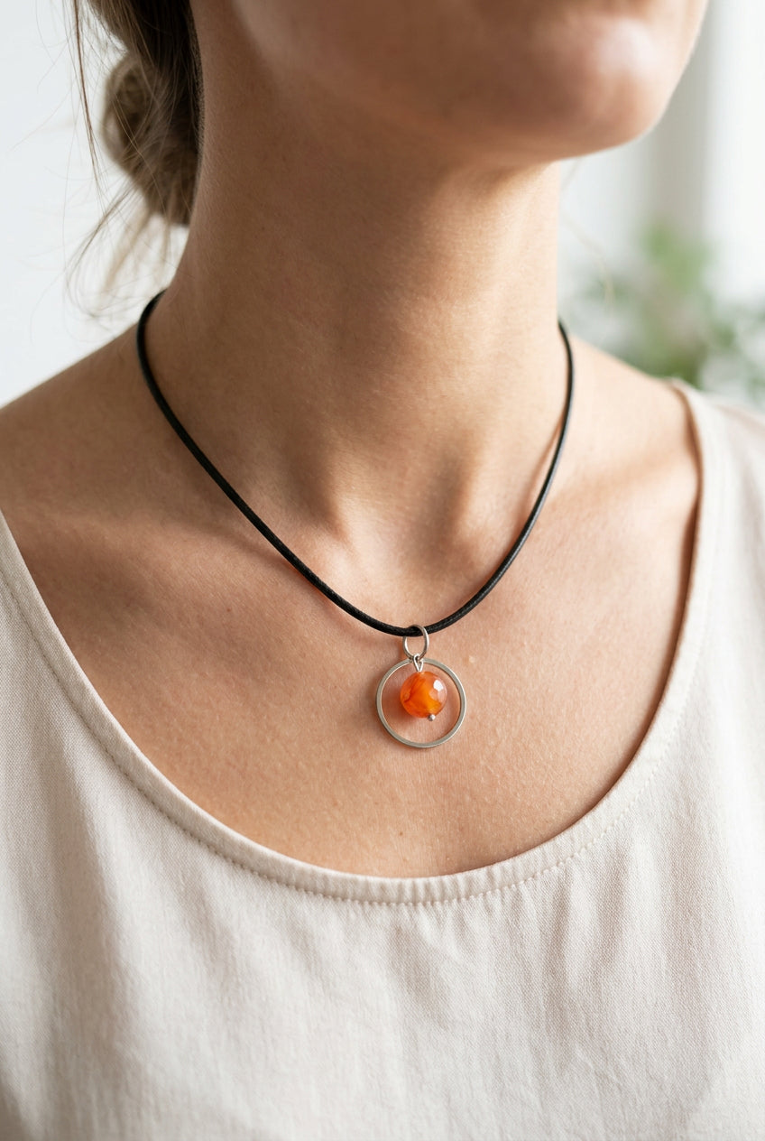 Small Carnelian pendant necklace