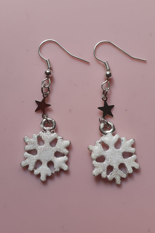 Christmas Festive Drop earrings, Snowflakes and Jingle Bells