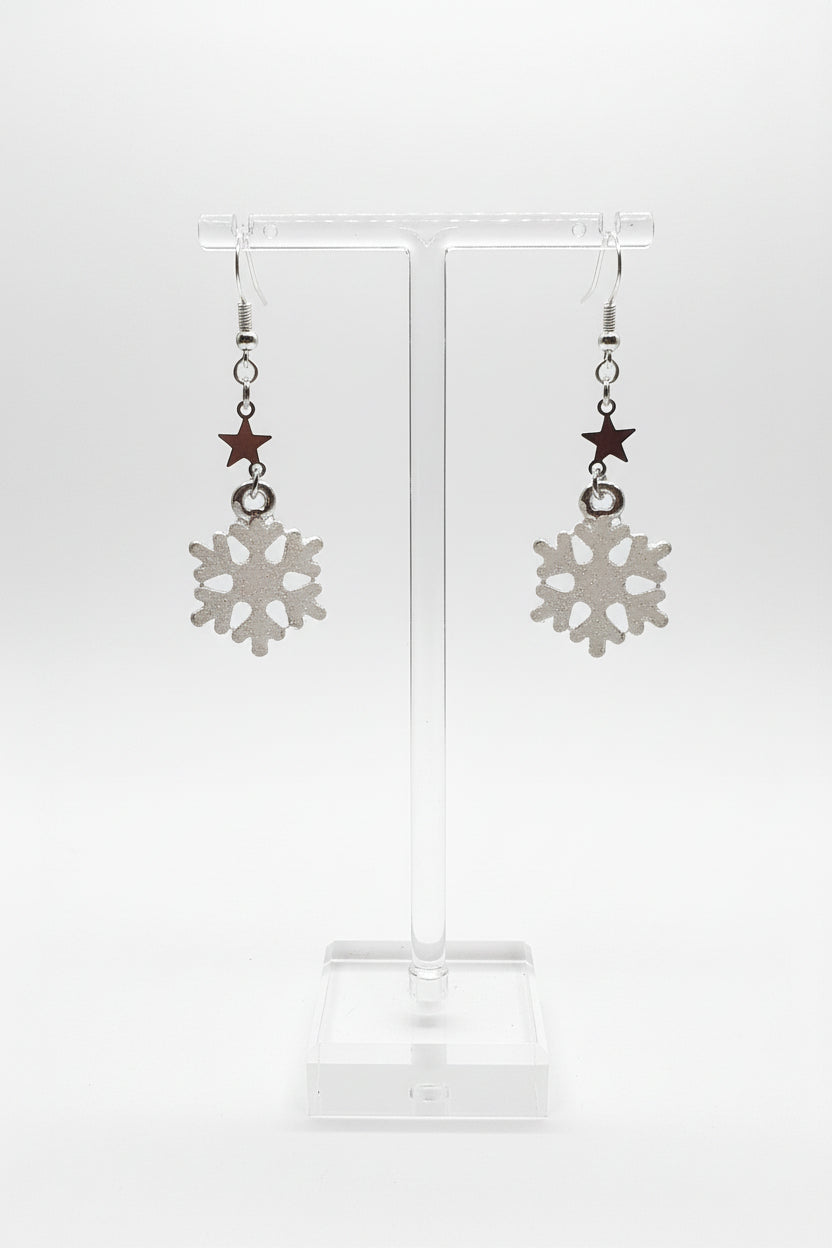 Christmas Festive Drop earrings, Snowflakes and Jingle Bells