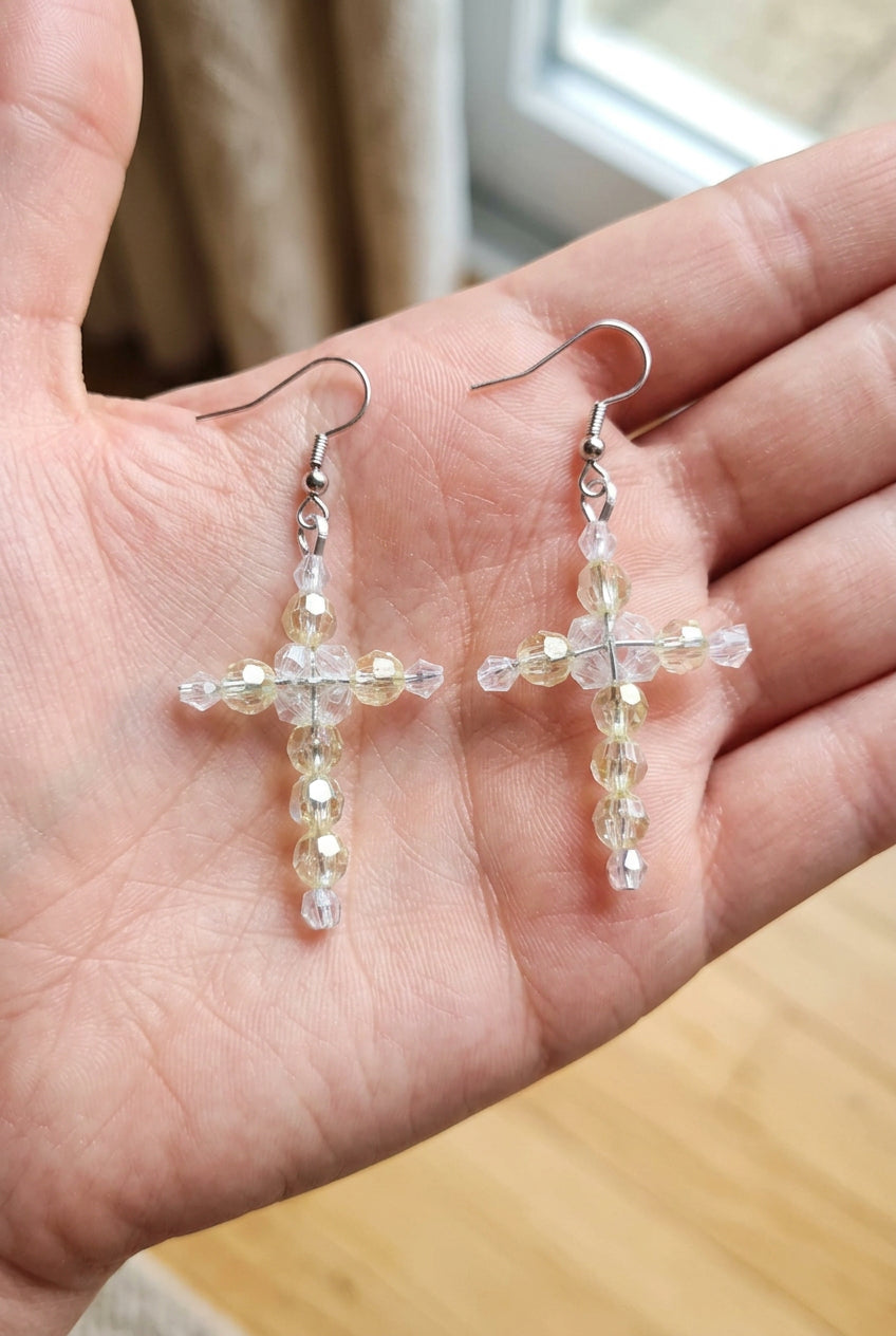 Beaded Cross Earrings
