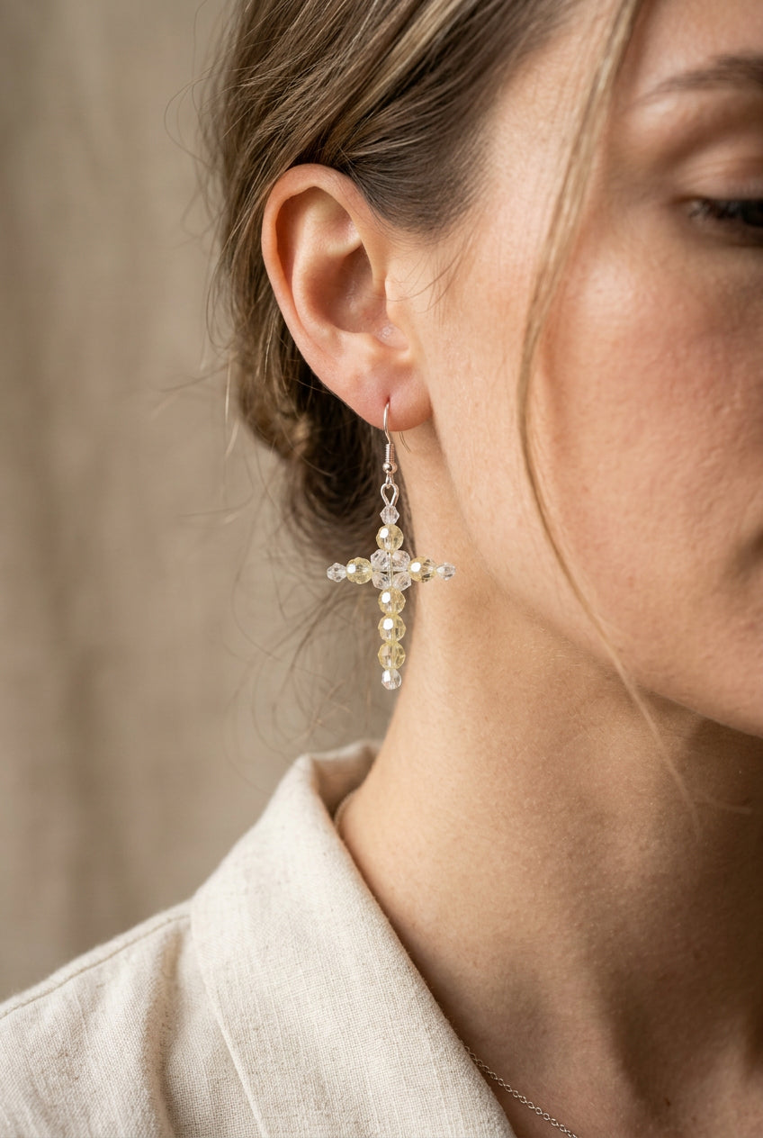 Beaded Cross Earrings