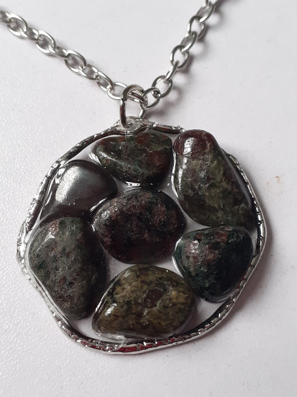 Eklogite and Red Jasper Crystal Pendant Necklace