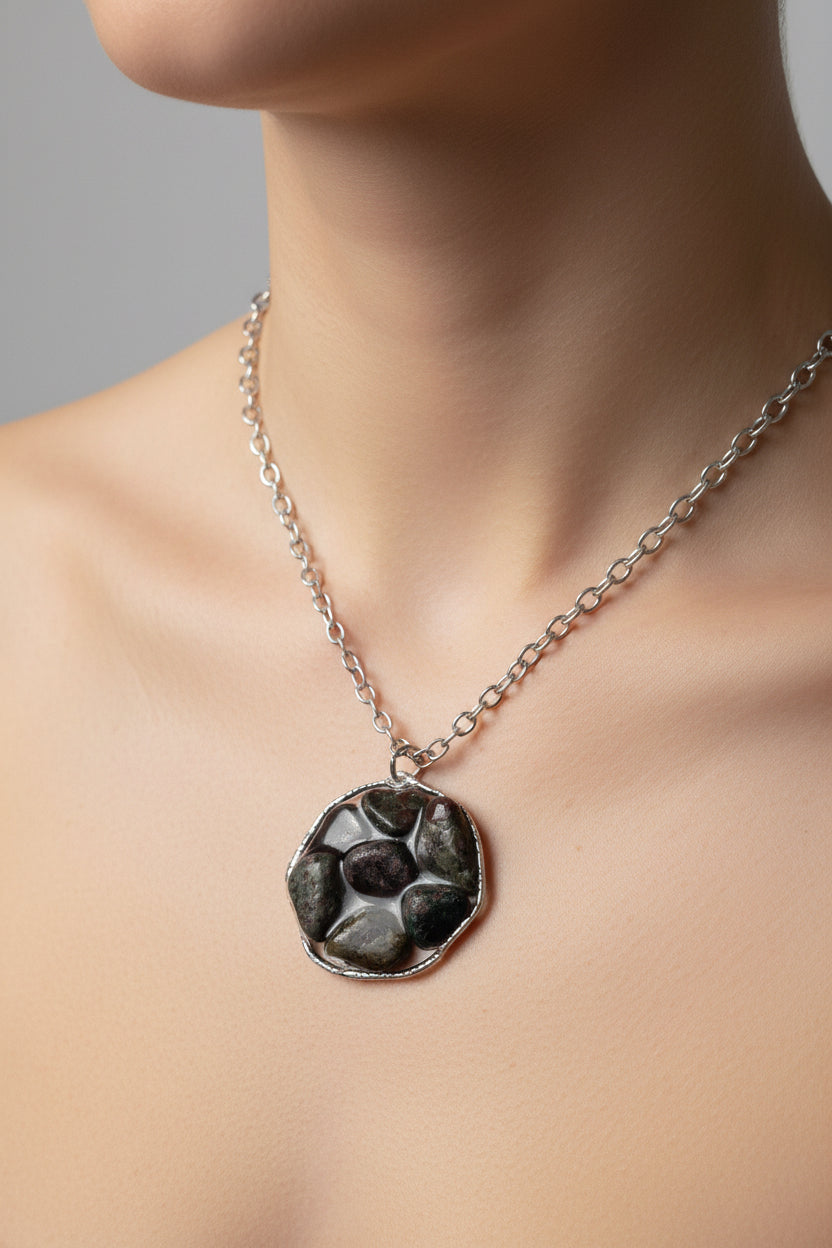 Eklogite Crystal Pendant Necklace