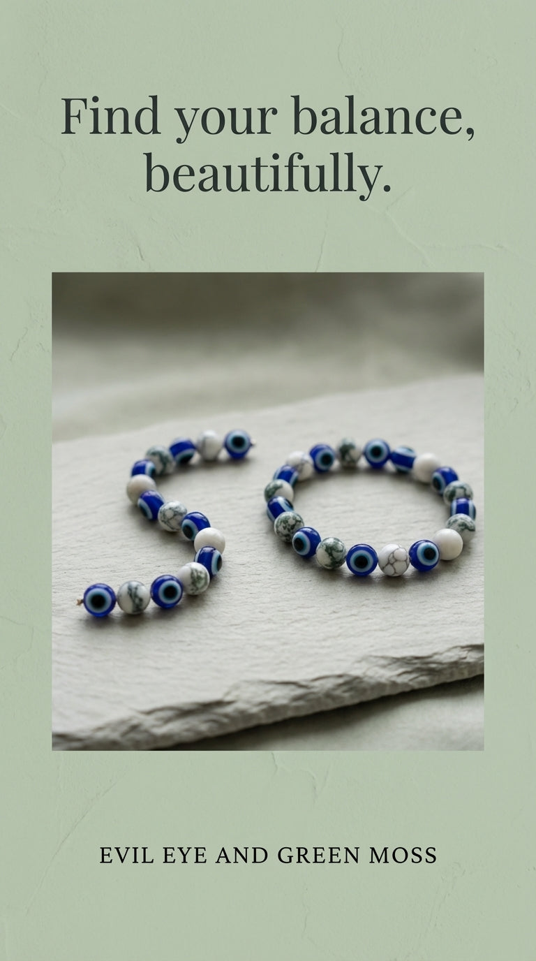 Evil Eye & Green Beaded Bracelet
