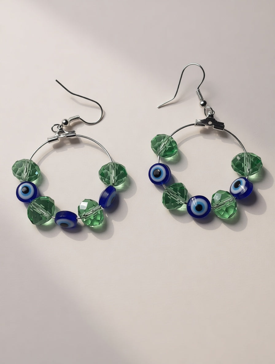 Evil Eye protection Hoop dangle earrings
