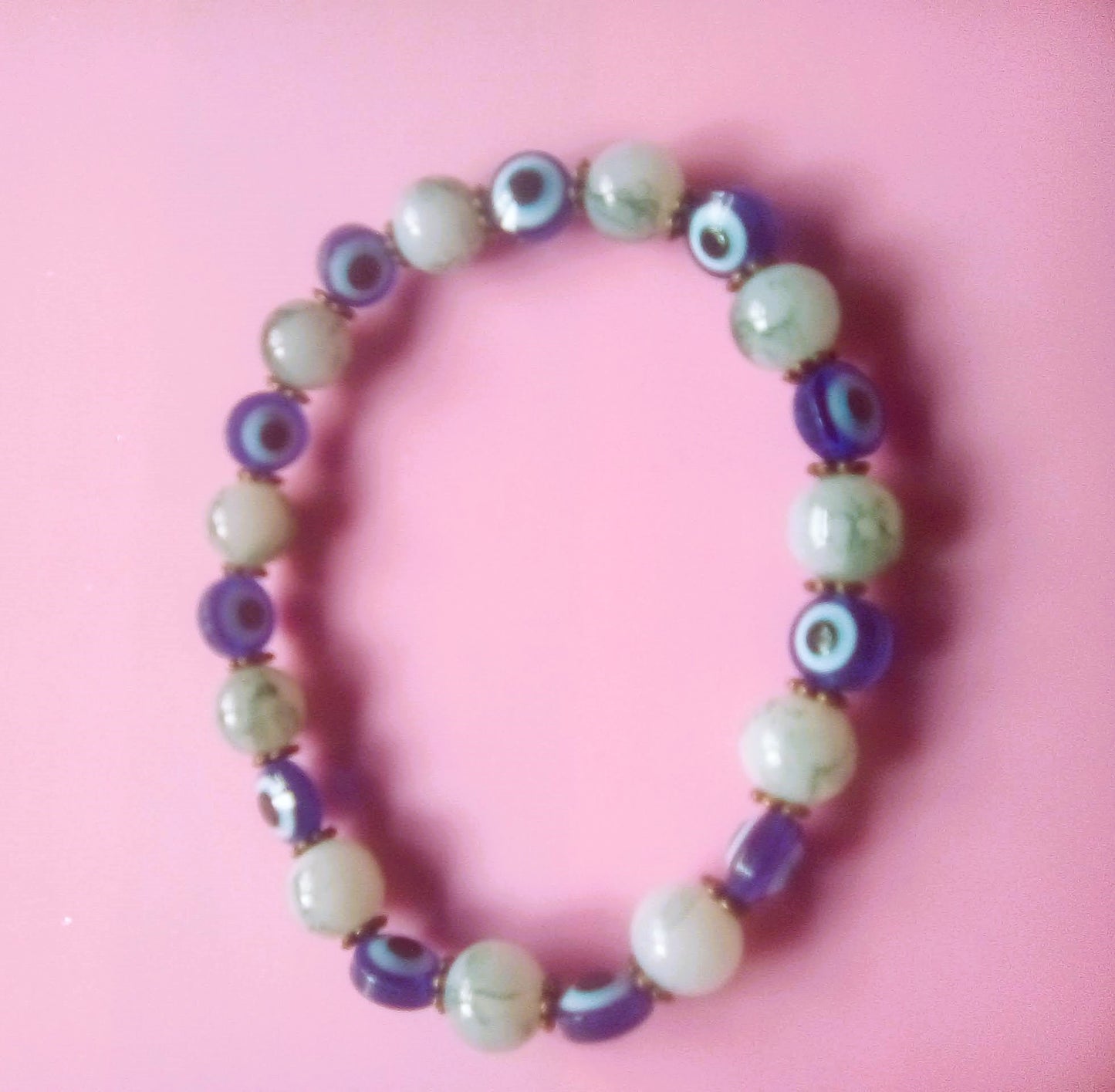 Evil Eye & Green Beaded Bracelet