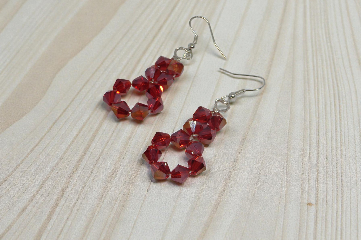 Red Sparkle Crystal Dangle Earrings