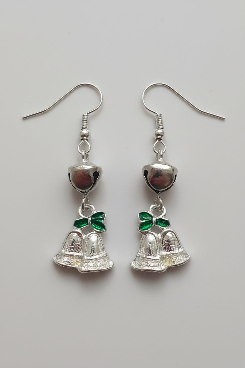 Christmas Festive Drop earrings, Snowflakes and Jingle Bells
