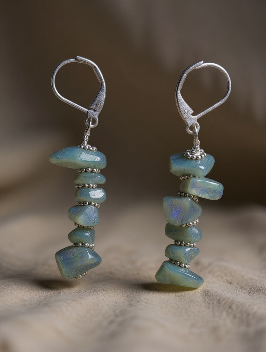 Labrorite Crystle dangle earrings