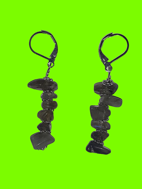 Labrorite Crystle dangle earrings