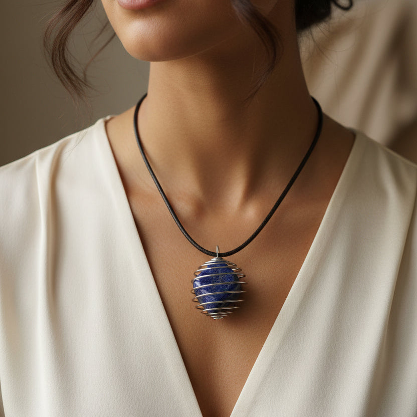 Crystal Stones in a Cage Pendant Necklaces
