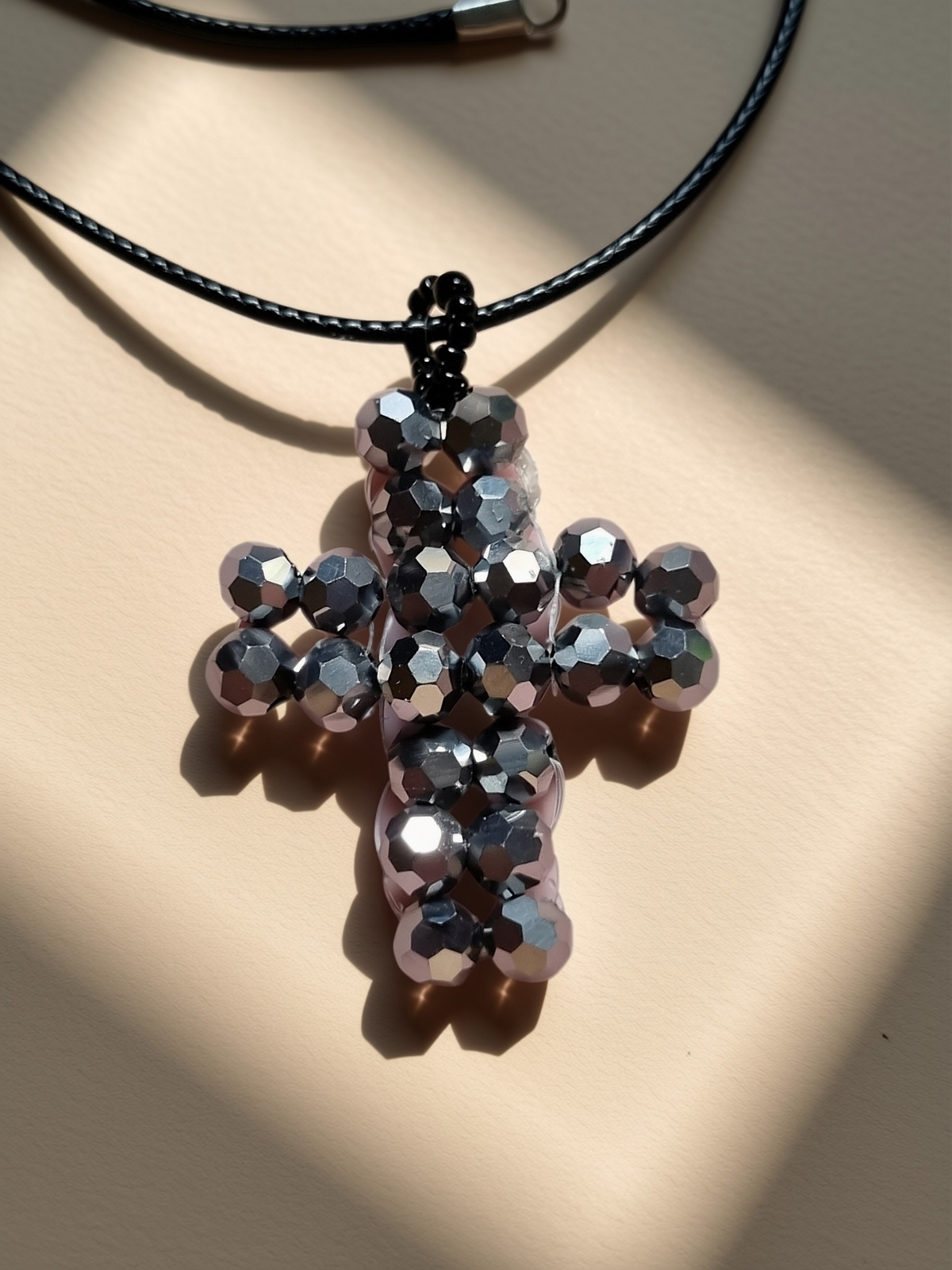 Metalic Silver Irridecent Cross Pendant