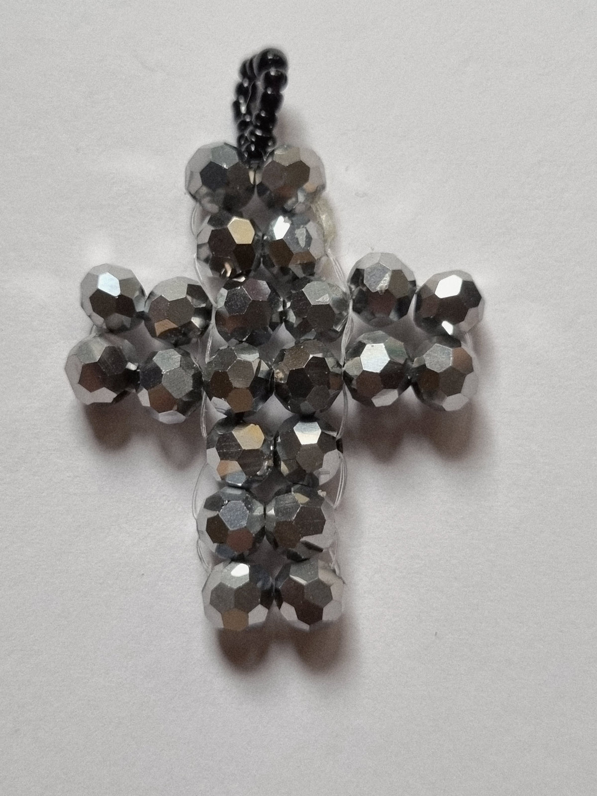 Metalic Silver Irridecent Cross Pendant