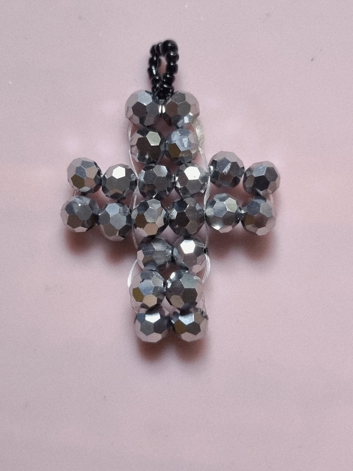 Metalic Silver Irridecent Cross Pendant