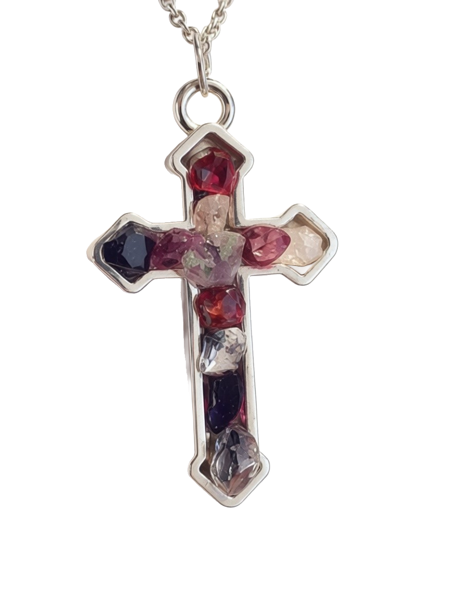 Mixed crystals Cross Pendant Necklace