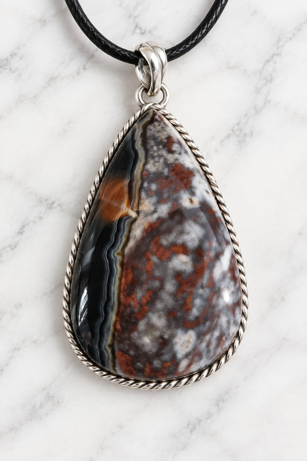 Orca Agate Crystal Pendant