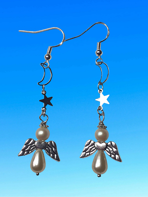 Pearl beaded Angle drop earrings