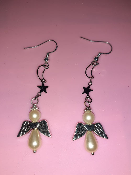 Pearl beaded Angle drop earrings