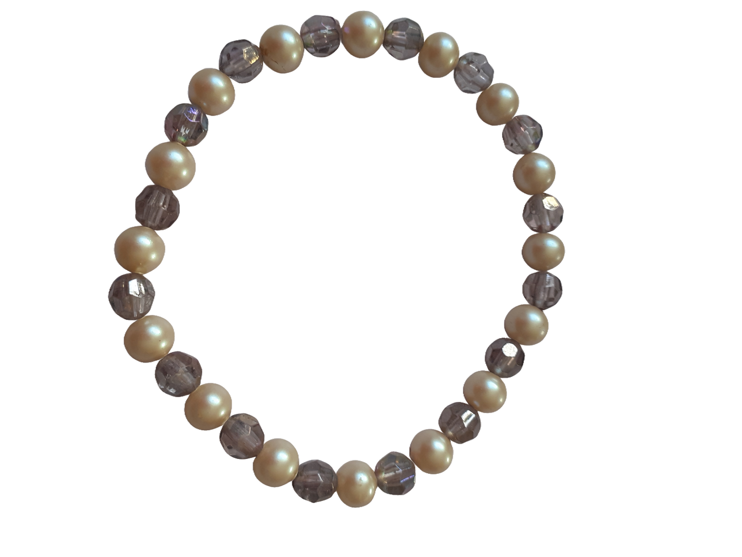 Pearl and metalic iridescent beads bracelets